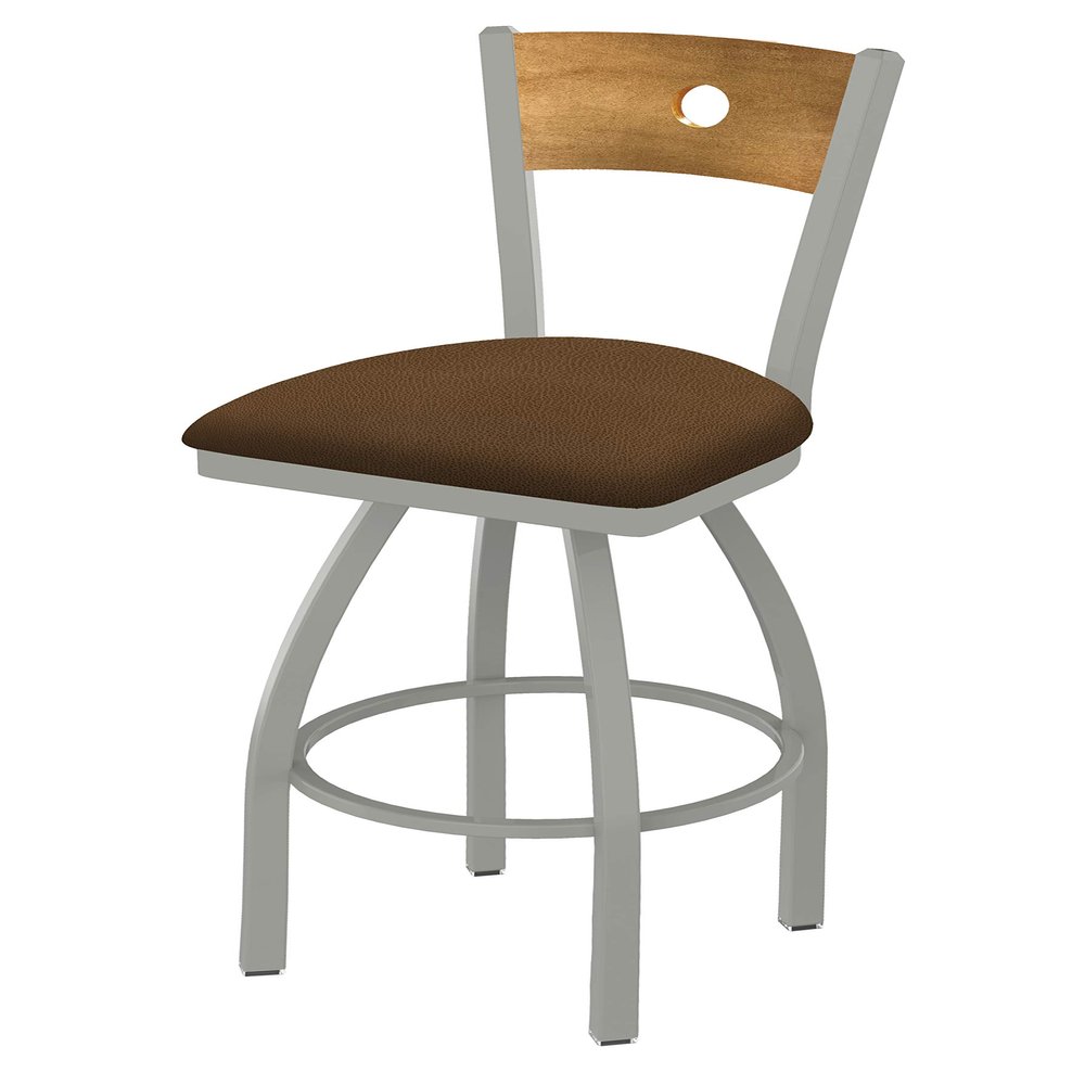 830 Voltaire 30" Swivel Counter Stool with Anodized Nickel Finish, Medium Back and Rein Thatch Seat