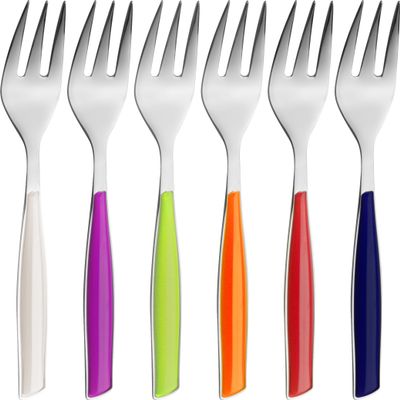 BUGATTI GLAA-021F17/6 Glamour 6-Piece Cutlery Set Cake Forks SAN/Steel Multi-Coloured 16 x 20 x 3 cm