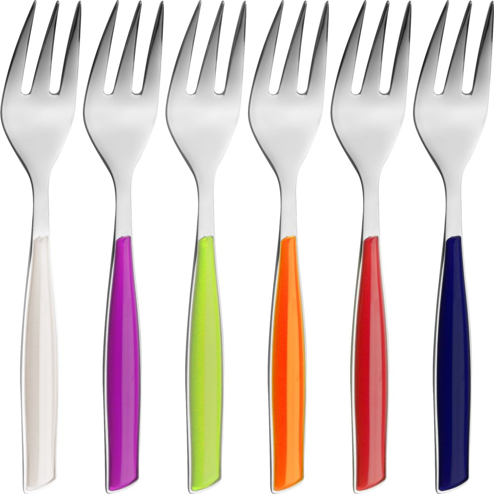 BUGATTI GLAA-021F17/6 Glamour 6-Piece Cutlery Set Cake Forks SAN/Steel Multi-Coloured 16 x 20 x 3 cm