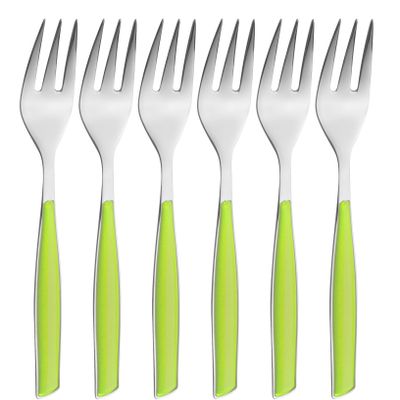 BUGATTI Glamour GLMU-021F17/6 Cake Forks (Set of 6) - SAN (Styrene-Acrylonitrile Resin) / Steel - 16 x 20 x 3 cm - Green