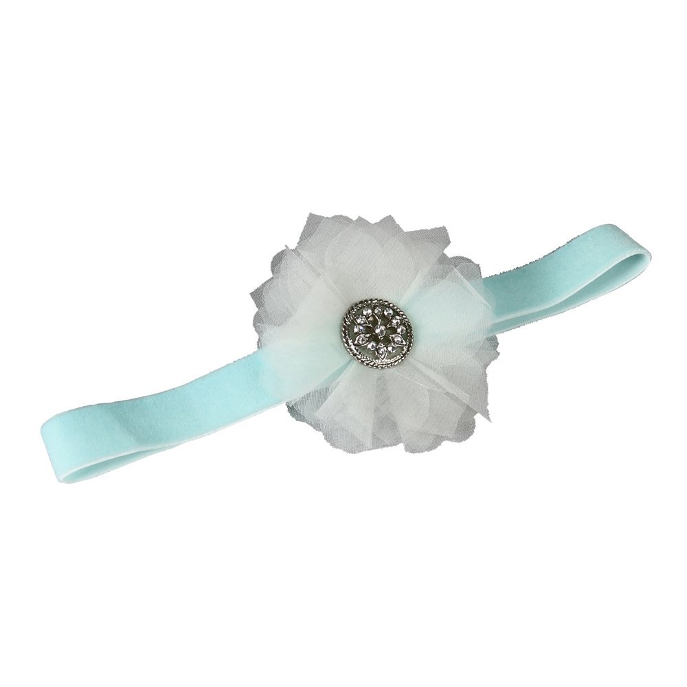 Ivy Lane Design Garter, Large, Skylar Velvet Elastic, Aqua and Ivory