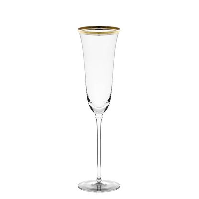10 Strawberry Street Windsor 5.5 Oz Champagne Flute with Gold Band, Set of 4