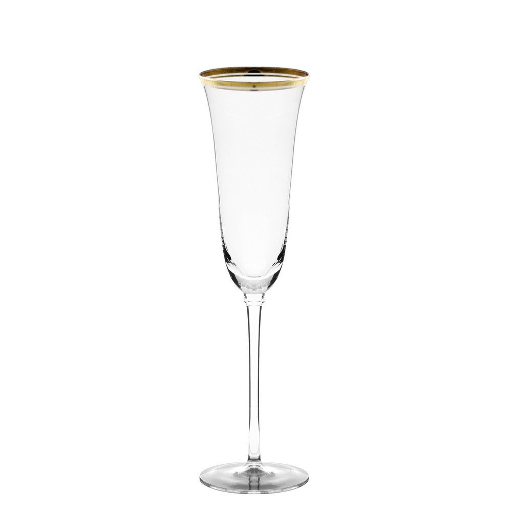 10 Strawberry Street Windsor 5.5 Oz Champagne Flute with Gold Band, Set of 4