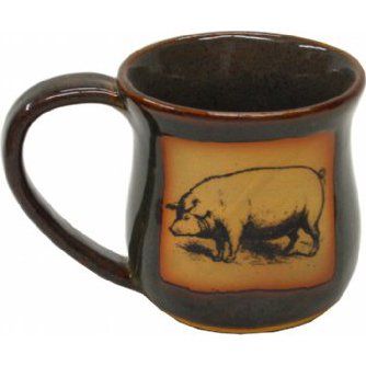 ALWAYS AZUL POTTERY Pig Mug in Seamist Glaze - Handmade Ceramic Coffee Mug - Stylish and Unique Handcrafted Artistic Drinkware - Polished Clay Cups, Great for Coffee, Tea, and Art Lovers