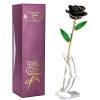 24K Black Rose for Her, Dipped Gold Rose Love Real Golden Plated Preserved Eternal Flower with Rose Stand Present for Wife/Girlfriend/Lover (Black) view 1