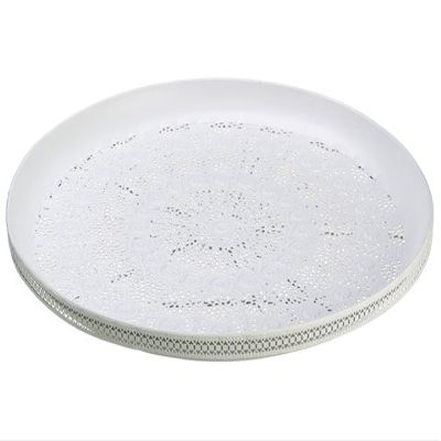 Arcadia Silk Plantation 1.5" Hx18.9 D Laced Tin Plate Antique White (Pack of 4)