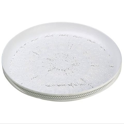 Arcadia Silk Plantation 1.5" Hx18.9 D Laced Tin Plate Antique White (Pack of 4)