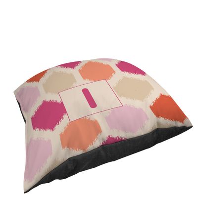 Manual Woodworkers & Weavers Square Throw Pillow, 14-Inch, Monogrammed Letter I, Pink Batik