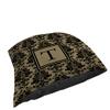 Manual Woodworkers & Weavers Square Throw Pillow, 14-Inch, Monogrammed Letter T, Black and Gold Damask view 1