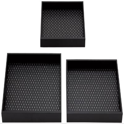 Deco 79 Wood Vinyl Tray, 18 by 17 by 16-Inch, Set of 3