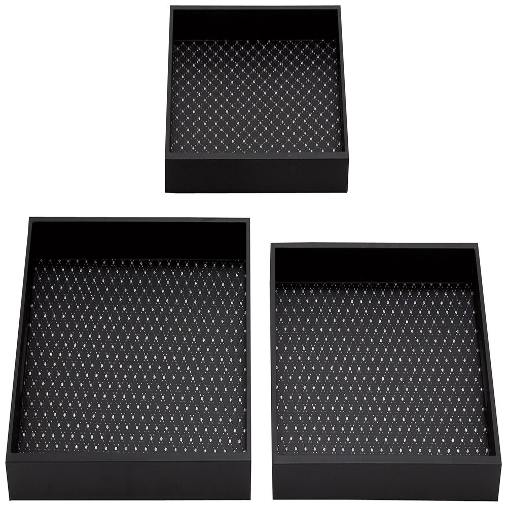 Deco 79 Wood Vinyl Tray, 18 by 17 by 16-Inch, Set of 3