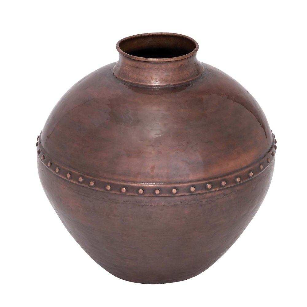 Deco 79 Metal Vase, 18 by 20-Inch, Brown