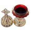 Orthodox Greek Christian Bronze Votive Vigil Oil Lamp with Red Glass and Ivory - 4301b Mop view 3
