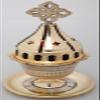 Orthodox Greek Christian Bronze Votive Vigil Oil Lamp with Red Glass and Ivory - 4301a Mop view 1