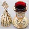 Orthodox Greek Christian Bronze Votive Vigil Oil Lamp with Red Glass and Ivory - 4301a Mop view 3