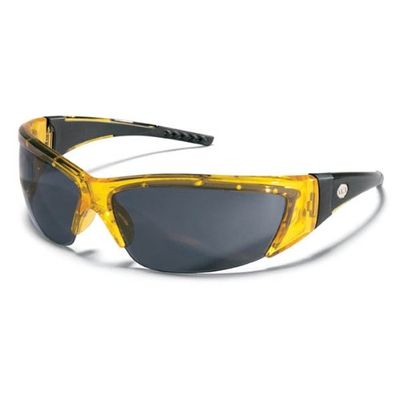 Crews ForceFlex 2 Safety Glasses With Translucent Yellow Thermo Plastic Urethane Frame, Gray Polycarbonate Duramass Anti-Scratch Lens And Black Temple Sleeve