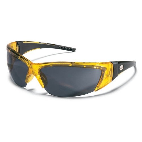 Crews ForceFlex 2 Safety Glasses With Translucent Yellow Thermo Plastic Urethane Frame, Gray Polycarbonate Duramass Anti-Scratch Lens And Black Temple Sleeve
