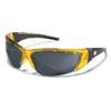 Crews ForceFlex 2 Safety Glasses With Translucent Yellow Thermo Plastic Urethane Frame, Gray Polycarbonate Duramass Anti-Scratch Lens And Black Temple Sleeve view 1
