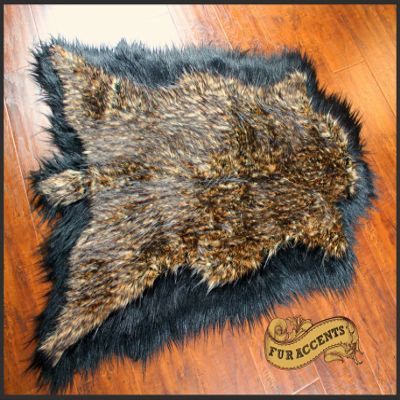Fur Accents Faux Fur Area Rug Double Deer Pelt Rug Black 60"x84"