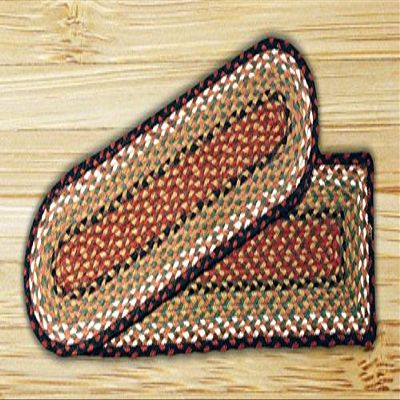 8.25" x 27" Oval Braided Carpet Stair Treads (Set of 13) (Burgundy Mustard)