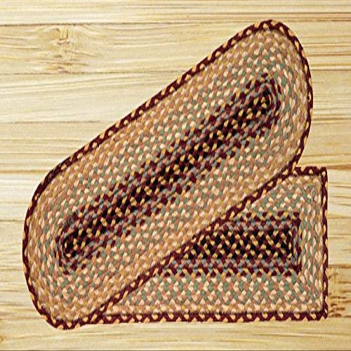 8.25" x 27" Oval Braided Carpet Stair Treads (Set of 13) (Burgundy/Gray/Creme)