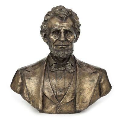 19.75 Inch Abraham Lincoln Cold Cast Bronze Bust Figurine