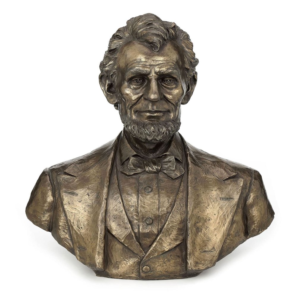 19.75 Inch Abraham Lincoln Cold Cast Bronze Bust Figurine