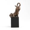 5.5 Inch Cat - Ready for The Leap Cold Cast Bronze Sculpture Figurine view 1