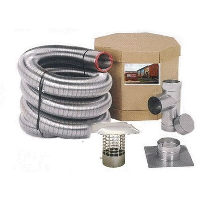 Smooth Wall Chimney Liner Kit 316-L Stainless Steel Flexible Double-Ply Heavy-Duty Made in the USA Lifetime Warranty 6 in x 20 ft