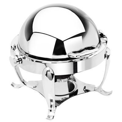 Eastern Tabletop 3119 Roll Top Chafer - 4 Quart, Round, Stainless Steel Chafing Dish - Attractive Design, Perfect for Weddings, Parties, and Buffets