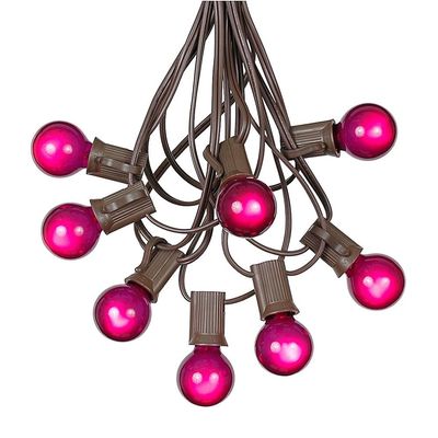 100 Foot G30 Outdoor Patio String Lights with 125 Purple Globe Bulbs  Indoor Outdoor String Lights  Market Bistro Caf Hanging String Lights  C7/E12 Base - Brown Wire