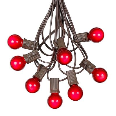 100 Foot G30 Outdoor Patio String Lights with 125 Red Globe Bulbs  Indoor Outdoor String Lights  Market Bistro Caf Hanging String Lights  C7/E12 Base - Brown Wire