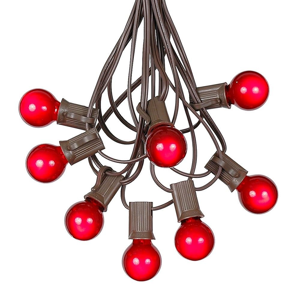 100 Foot G30 Outdoor Patio String Lights with 125 Red Globe Bulbs  Indoor Outdoor String Lights  Market Bistro Caf Hanging String Lights  C7/E12 Base - Brown Wire