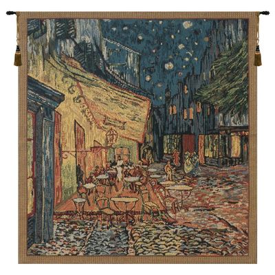 C Charlotte Home Furnishings Inc Terrace Belgian Tapestry Wall Hanging | Viscose Cotton and Polyester Blend Wall Art | 33 in. x 40 in. | Home Decor Accents | Inspired by Vincent Van Gogh