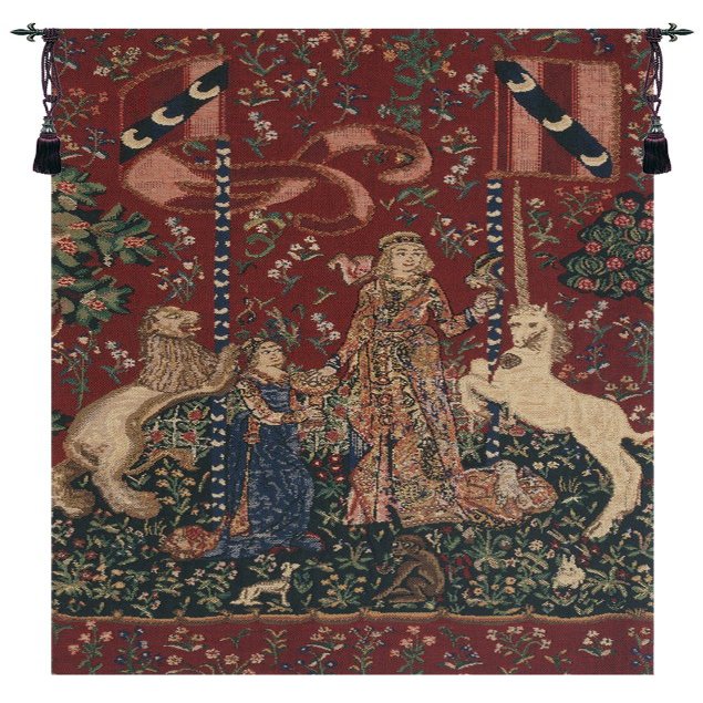C Charlotte Home Furnishings Inc Taste Lady and the Unicorn Belgian Tapestry Wall Hanging | Viscose Cotton and Polyester Blend Wall Art | 27 in. x 16 in | Home Decor Accents