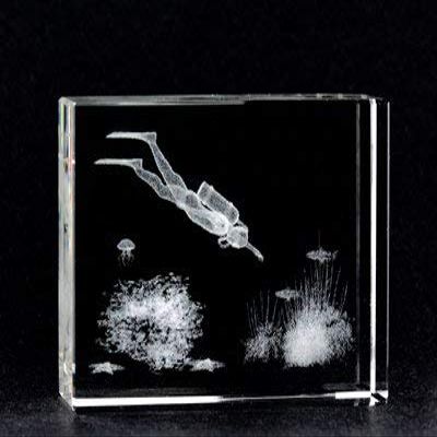 ASFOUR CRYSTAL 1162-70-143 2.75 L x 2 H x 1 W in. Crystal Laser-Engraved Diver Sealife & Nautical Laser-Cut