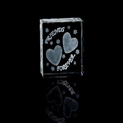 ASFOUR CRYSTAL 1162-50-133 2 L x 2 H x 1 W in. Crystal Laser-Engraved Friends Forever Love & Hearts Laser-Cut