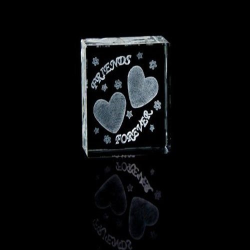 ASFOUR CRYSTAL 1162-50-133 2 L x 2 H x 1 W in. Crystal Laser-Engraved Friends Forever Love & Hearts Laser-Cut