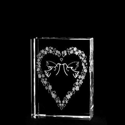 Asfour Crystal 1162-60-83 2. 4 L x 2. 4 H x 1 W inch Crystal Laser-Engraved Together Forever Love & Hearts Laser-Cut
