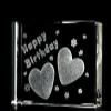 Asfour Crystal 1162-70-19 2. 75 L x 2 H x 1 W inch Crystal Laser-Engraved Happy Birthday Love & Hearts Laser-Cut view 1