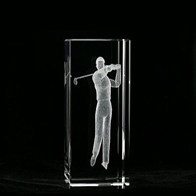 ASFOUR CRYSTAL 1159-100-37 4 L x 2 H x 2 W in. Crystal Laser-Engraved Golfer Sports Laser-Cut