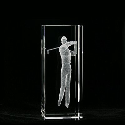 ASFOUR CRYSTAL 1159-100-37 4 L x 2 H x 2 W in. Crystal Laser-Engraved Golfer Sports Laser-Cut