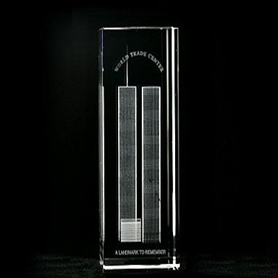 ASFOUR CRYSTAL 1159-120-115 4.75 L x 2 H x 2 W in. Crystal Laser-Engraved World Trade Center Monuments Laser-Cut