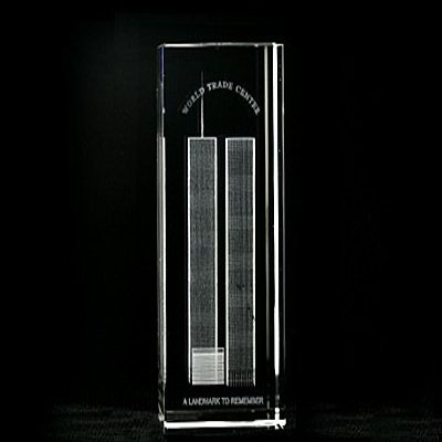 ASFOUR CRYSTAL 1159-120-115 4.75 L x 2 H x 2 W in. Crystal Laser-Engraved World Trade Center Monuments Laser-Cut