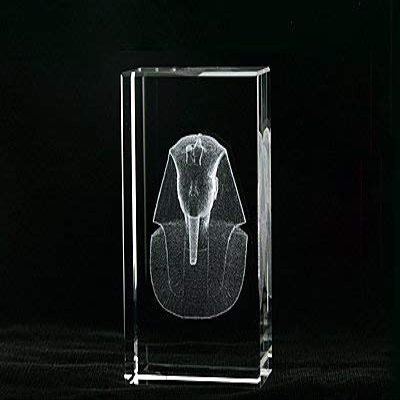 ASFOUR CRYSTAL 1168-100-03 2.4 L x 4 H x 1.4 W in. Crystal Laser-Engraved King TUT Ancient Egypt Laser-Cut