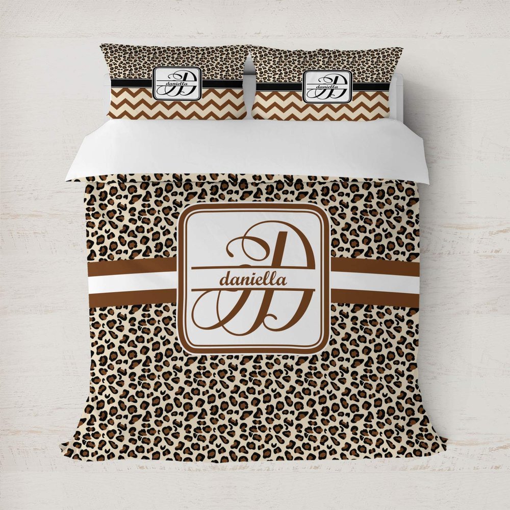 RNK Shops Personalized Leopard Print Duvet Cover Set - Full/Queen