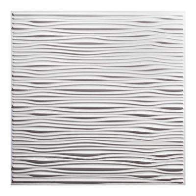 Genesis 2ft x 2ft White Drifts Ceiling Tiles - Easy Drop-In Installation Waterproof, Washable and Fire-rated - High-Grade PVC to Prevent Breakage (One Tile)
