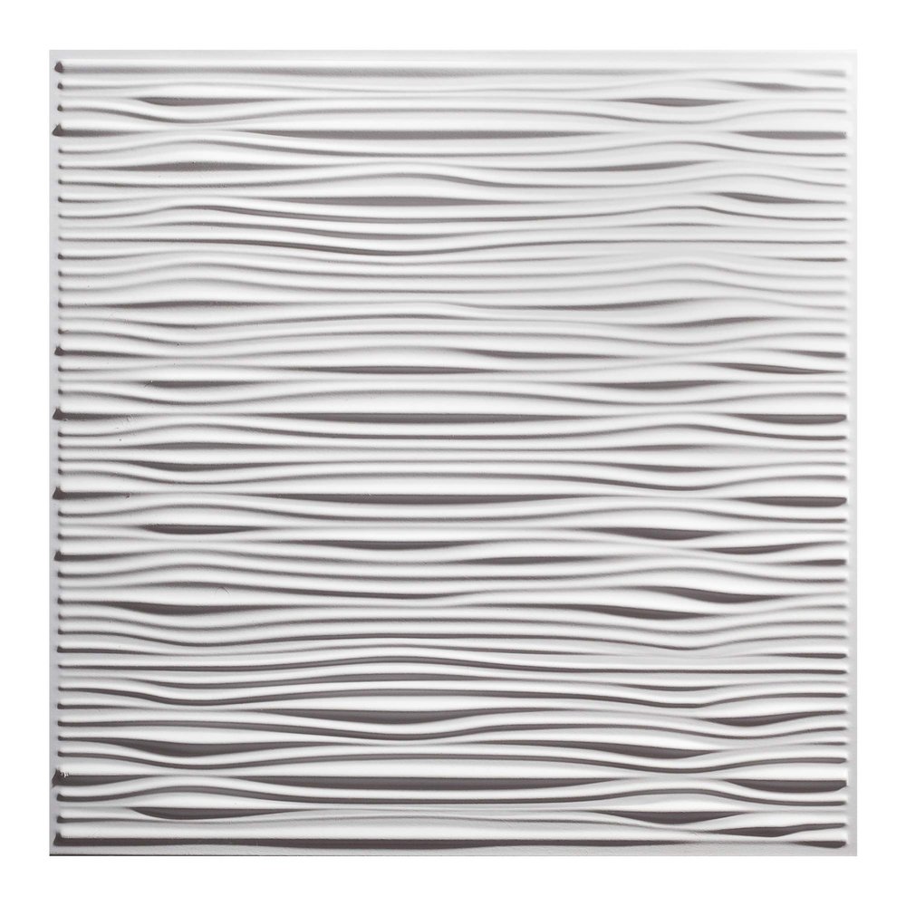 Genesis 2ft x 2ft White Drifts Ceiling Tiles - Easy Drop-In Installation Waterproof, Washable and Fire-rated - High-Grade PVC to Prevent Breakage (One Tile)