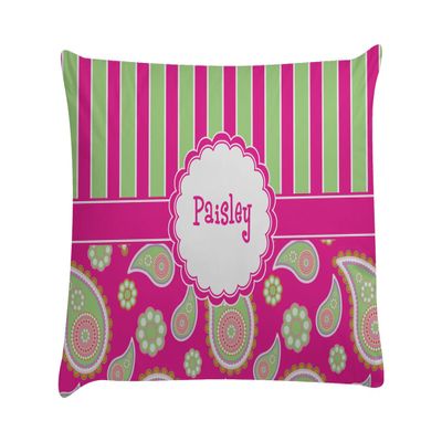 RNK Shops Personalized Pink & Green Paisley and Stripes Pillow Case - Standard