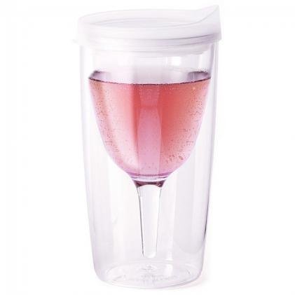 10 Oz. Vino2go Acrylic Insulated Wine Tumbler (Frosted Clear, 24)
